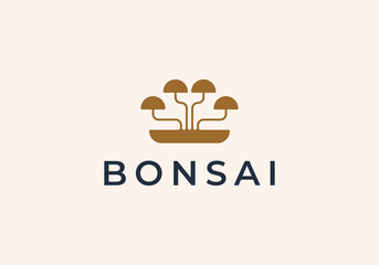 Bonsai Plant Logo Design Inspiration. Vector illustration of unique bonsai. Modern Icon Design Vector.
