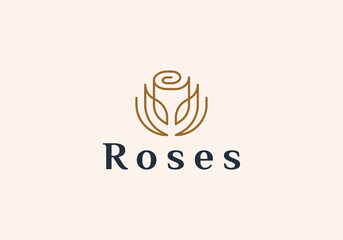 line art outline minimalist rose flower logo design.
 - obrazy, fototapety, plakaty