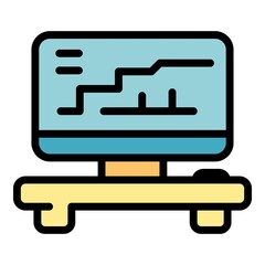 Ergonomic equipment icon. Outline ergonomic equipment vector icon color flat isolated
