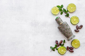 Agar wood oil or arabian oud perfume with ingredients