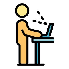 Standing ergonomic position icon. Outline standing ergonomic position vector icon color flat isolated