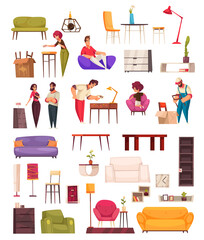 Furniture Store Cartoon Set