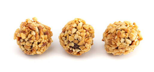 Chocolate Peanut Butter Energy Balls Isolated on White Background