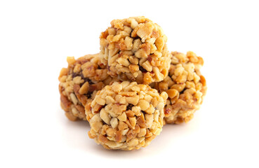 Chocolate Peanut Butter Energy Balls Isolated on White Background