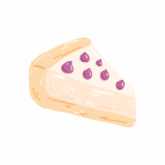 Cake on white background. Digital paint. Vector illustration.