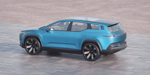 Plakat 3D rendering of a brand-less generic SUV concept car