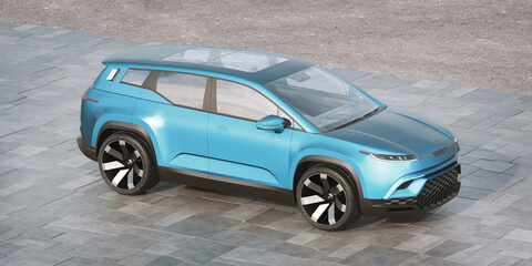 Obraz na płótnie Canvas 3D rendering of a brand-less generic SUV concept car
