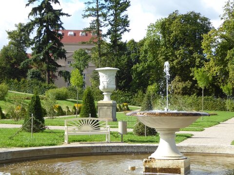 A place to relax in the palace gardens of Neustrelitz, Mecklenburg-Western Pomerania, Germany