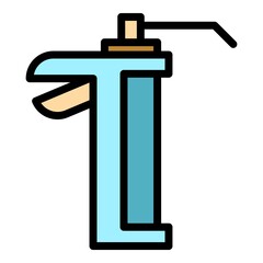 Caulk fix gun icon. Outline caulk fix gun vector icon color flat isolated