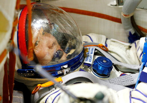 Space flight participant Yusaku Maezawa attends a training session ahead of the expedition to the ISS, in Star City