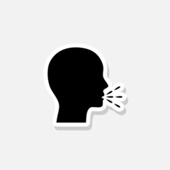 Sticker of a man coughing  isolated on white background