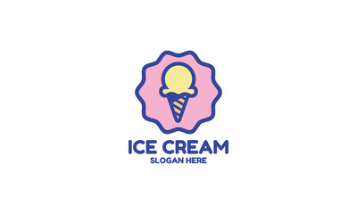 Cute and colorful ice cream logo design template