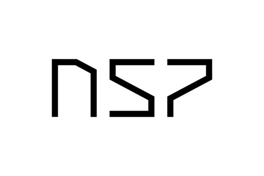 Initial NSP abstract futuristic letters for progress technology business identity logotype concept. Company name art typography monogram sign. Vector eps isolated logo design template illustration