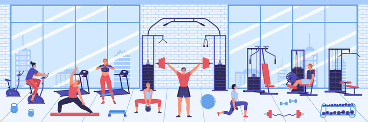 Gym Interior Horizontal Illustration