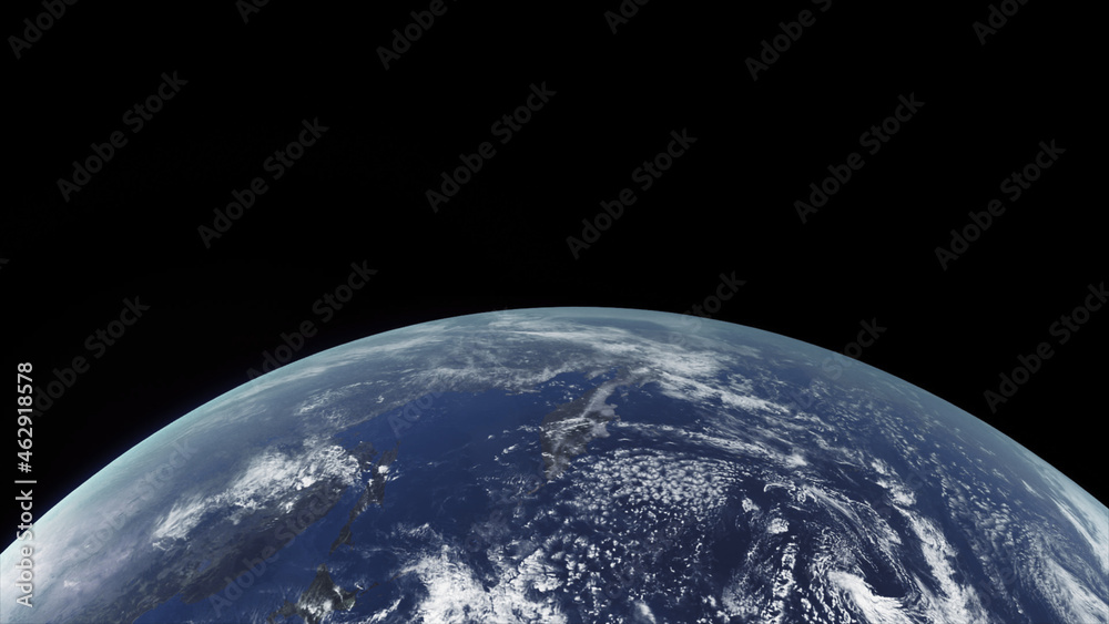 Wall mural concept 4-p1 beautiful scenery of realistic planet earth from space with atmospheric clouds. high de