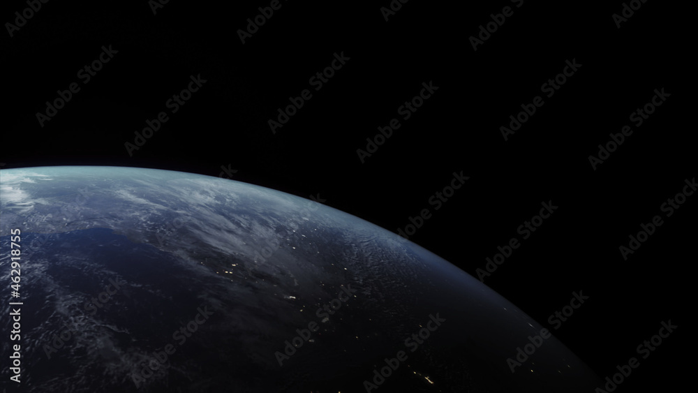 Wall mural concept 27-p1 beautiful scenery of realistic planet earth from space with atmospheric clouds. high d