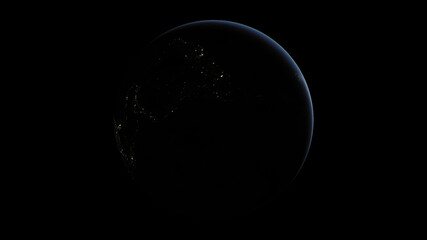Concept-P1 Beautiful Scenery of Realistic Planet Earth from Space with Atmosphere and City Lighting Effects at Night. High detailed 3D rendering.