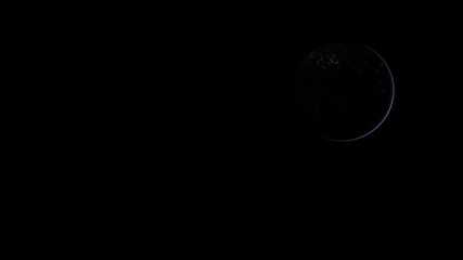 Concept 1-P1 Beautiful Scenery of Realistic Planet Earth from Space with Atmosphere and City Lighting Effects at Night. High detailed 3D rendering.