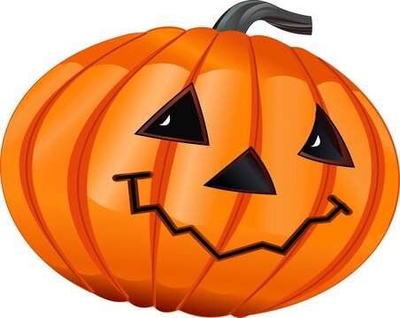 The orange pumpkin for Halloween on a white background. Vector image.