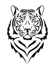 Tiger. Tiger head in black and white graphic design.