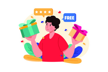 Buy One Get One Free Offer Illustration concept. Flat illustration isolated on white background