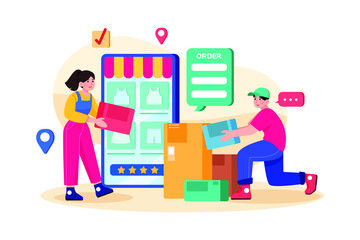 Packing Shopping Orders Illustration concept. Flat illustration isolated on white background