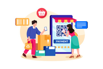 QR Code Payment Illustration concept. Flat illustration isolated on white background