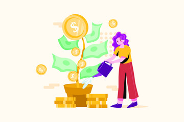 Cryptocurrency Investment Illustration concept. Flat illustration isolated on white background