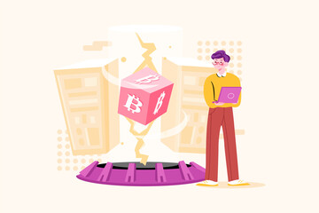 Blockchain Technological Experts Illustration concept. Flat illustration isolated on white background