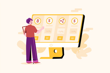 Cryptocurrency Marketplace Illustration concept. Flat illustration isolated on white background