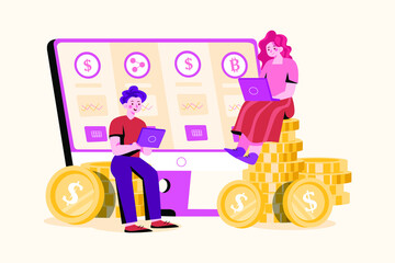 Online Financial Management Illustration concept. Flat illustration isolated on white background