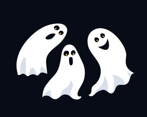 Three funny ghosts. Vector illustration.