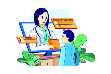 Online doctor appointment Illustration concept