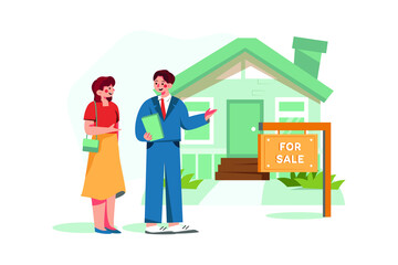 Real Estate Agent Illustration concept. Flat illustration isolated on white background.