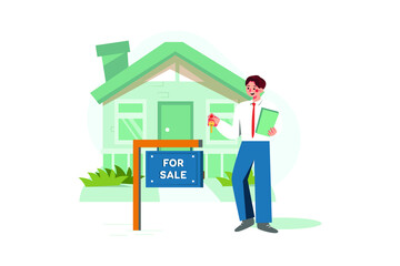 Home for Sold Illustration concept. Flat illustration isolated on white background.