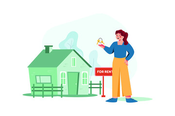 Home for Rent Illustration concept. Flat illustration isolated on white background.
