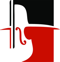 Violin instrument simple logo design. Vector illustration.
