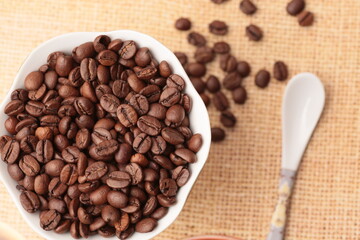 coffee beans in a cup