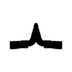 Silhouette Indian womans hand greeting posture of namaste.