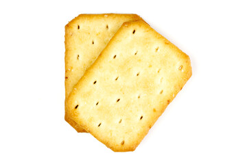 Two biscuit isolated on white background, top view.