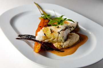 Fish dish - fried fish fillet of zander.