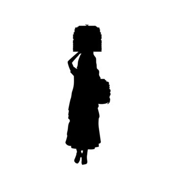 recommend clip art: Silhouette of an Indian woman carrying cloths. Indian culture and tradition.