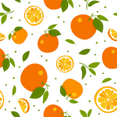 Orange fruit seamless pattern for paper, cover, fabric, gift wrap, wall art, interior decor. Vector illustration.