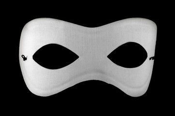 White Domino Mask Isolated Against Black Background