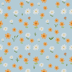 Seamless beautiful flower and leaf pattern background, Illustration art floral wallpaper and fabric pattern.
