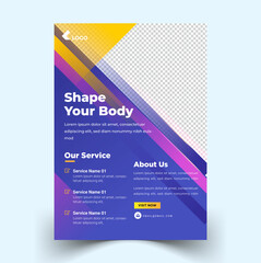 Gym fitness flyer template with modern shapes premium vector 