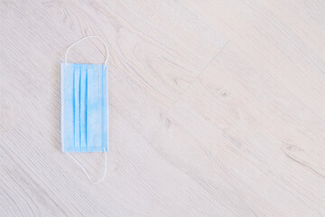 Medical mask for corona virus protection. Coronavirus pandemic prevention. Free space. Closeup.