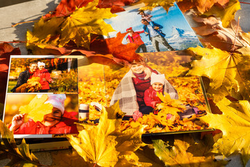 Album for photos in bright autumn foliage