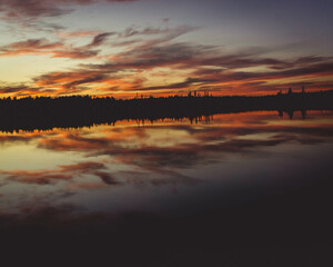 Sunset on the lake in the Fall
