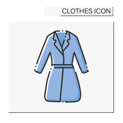 Fashion color icon. Casual trench. Fashionable outerwear for cold weather.Clothes concept. Isolated vector illustration